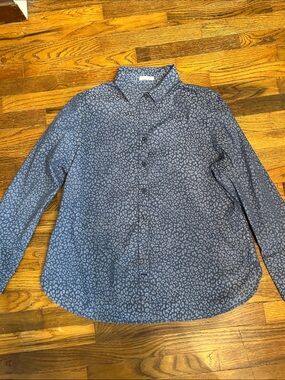 Chico's Slate Blue Leopard-Print Button-Down Shirt